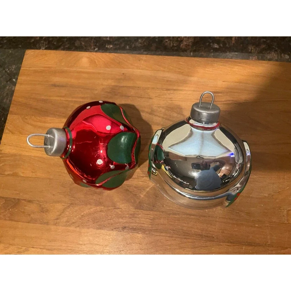 2 Ceramic Christmas Ornaments treat Trinket Dish